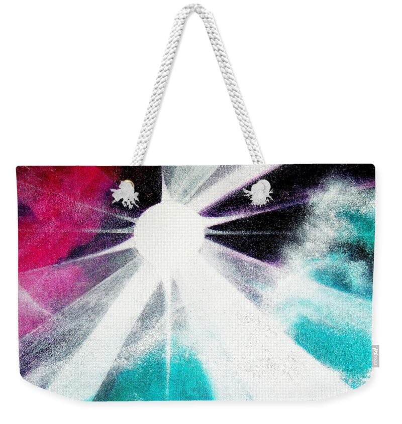 Sunrise.light.landscape.sky.sunshine Weekender Tote Bag featuring the painting Rising sun #6 by Kumiko Mayer