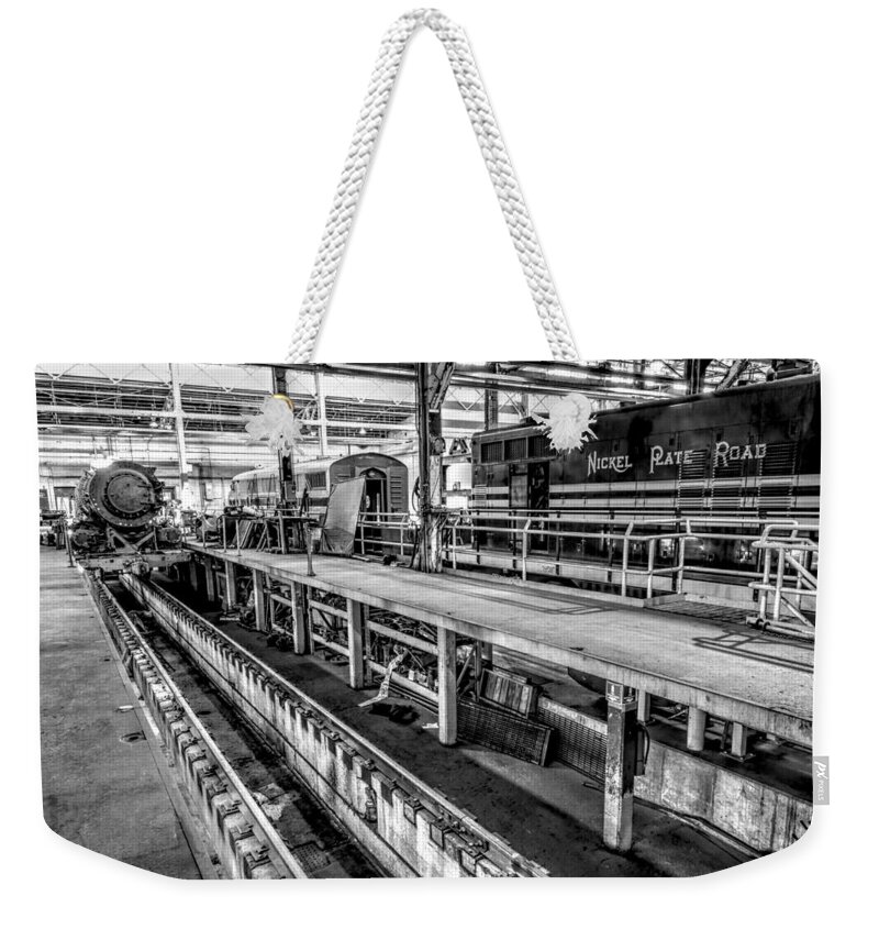 Railroad Weekender Tote Bag featuring the photograph RR Repair Shop #2 by Paul W Faust - Impressions of Light