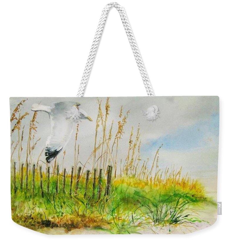  Weekender Tote Bag featuring the painting Sand Fence 2 by Bobby Walters