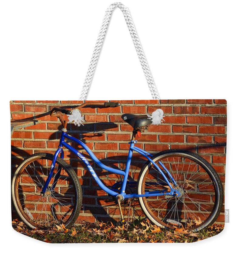 Bicycle Weekender Tote Bag featuring the photograph Shadows on the Wall #2 by Linda Brown