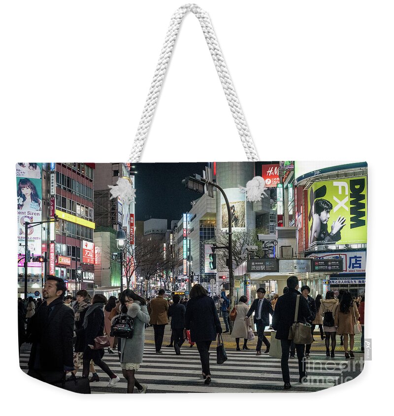 Shibuya Weekender Tote Bag featuring the photograph Shibuya Crossing, Tokyo Japan by Perry Rodriguez