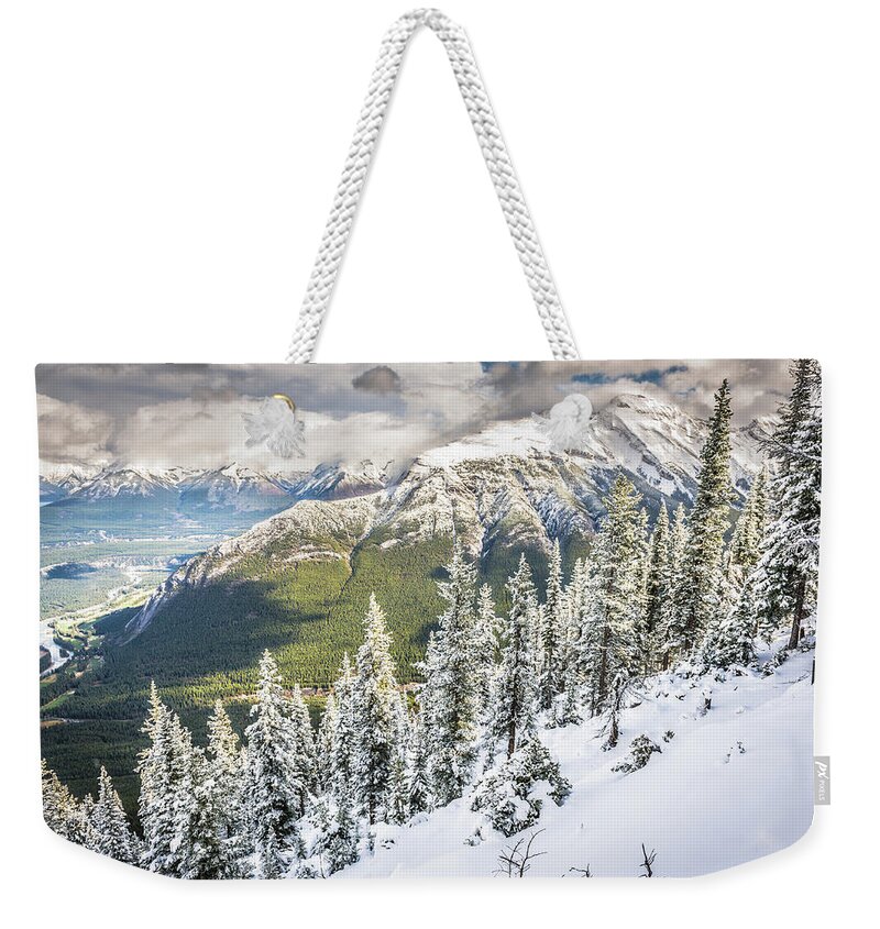  Weekender Tote Bag featuring the photograph Snow in the trees #3 by Bill Howard