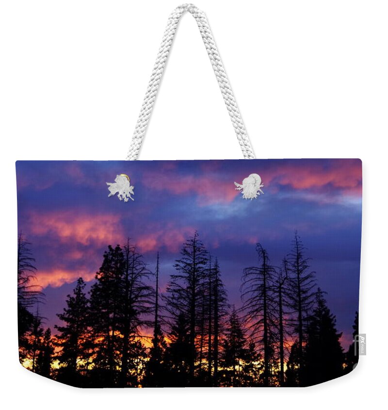 Pine Trees Weekender Tote Bag featuring the photograph Sunset Silhouette #2 by Kevin B Bohner