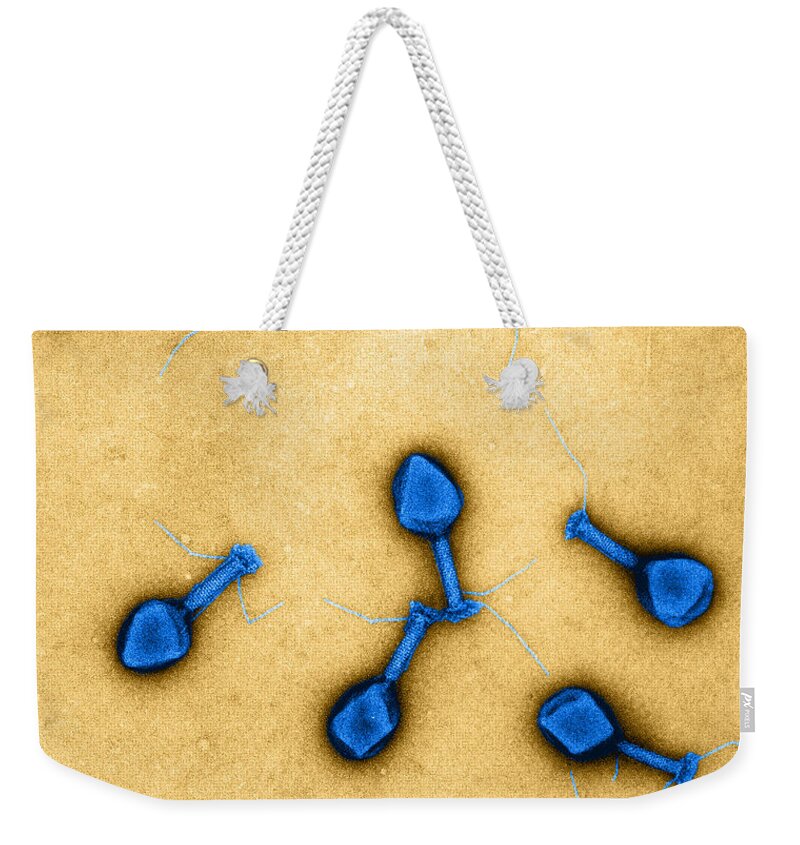 Science Weekender Tote Bag featuring the photograph T4 Bacteriophages, Tem #2 by Lee D. Simon