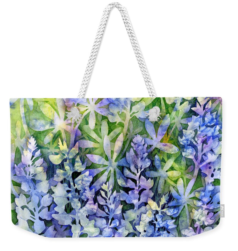 Texas Weekender Tote Bag featuring the painting Texas Blues by Hailey E Herrera