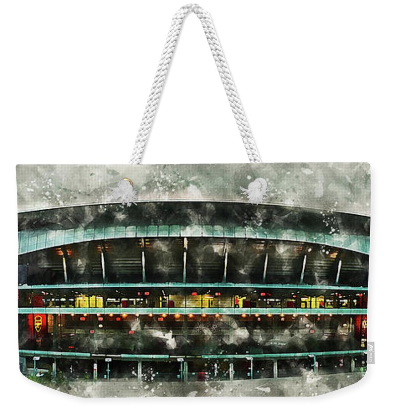 The Emirates Stadium Weekender Tote Bag featuring the digital art The Emirates Stadium by Airpower Art