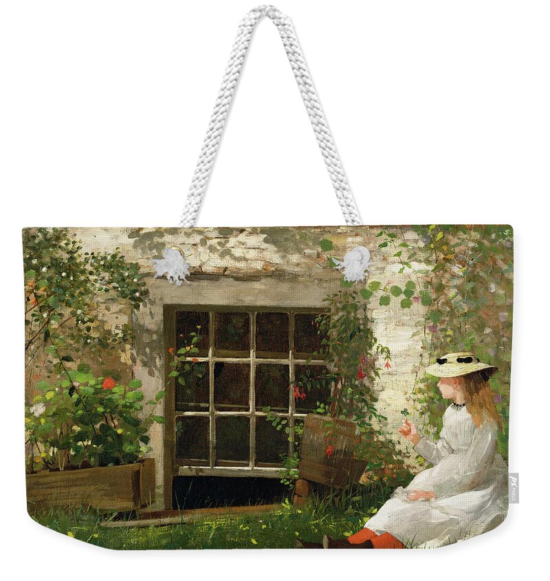 Winslow Homer Weekender Tote Bag featuring the painting The Four Leaf Clover #3 by Winslow Homer