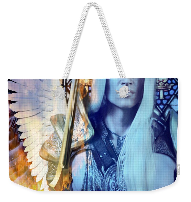 Angel Weekender Tote Bag featuring the digital art The Guardian #2 by Suzanne Silvir
