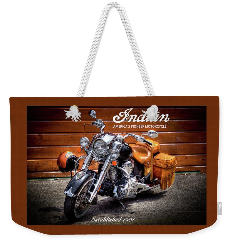 The Indian Motorcycle Weekender Tote Bag featuring the photograph The Indian Motorcycle #2 by David Patterson