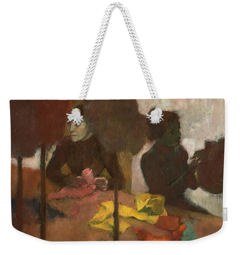 Edgar Degas Weekender Tote Bag featuring the painting The Milliners #2 by Edgar Degas