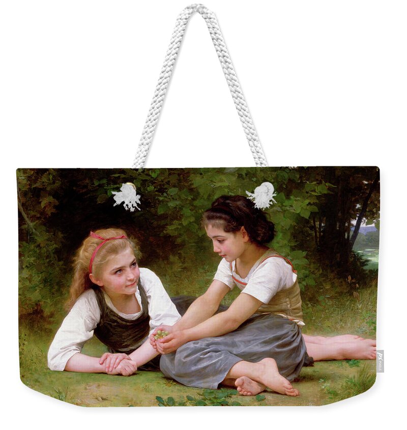 Bouguereau Weekender Tote Bag featuring the painting The Nut Gatherers #2 by William-Adolphe Bouguereau