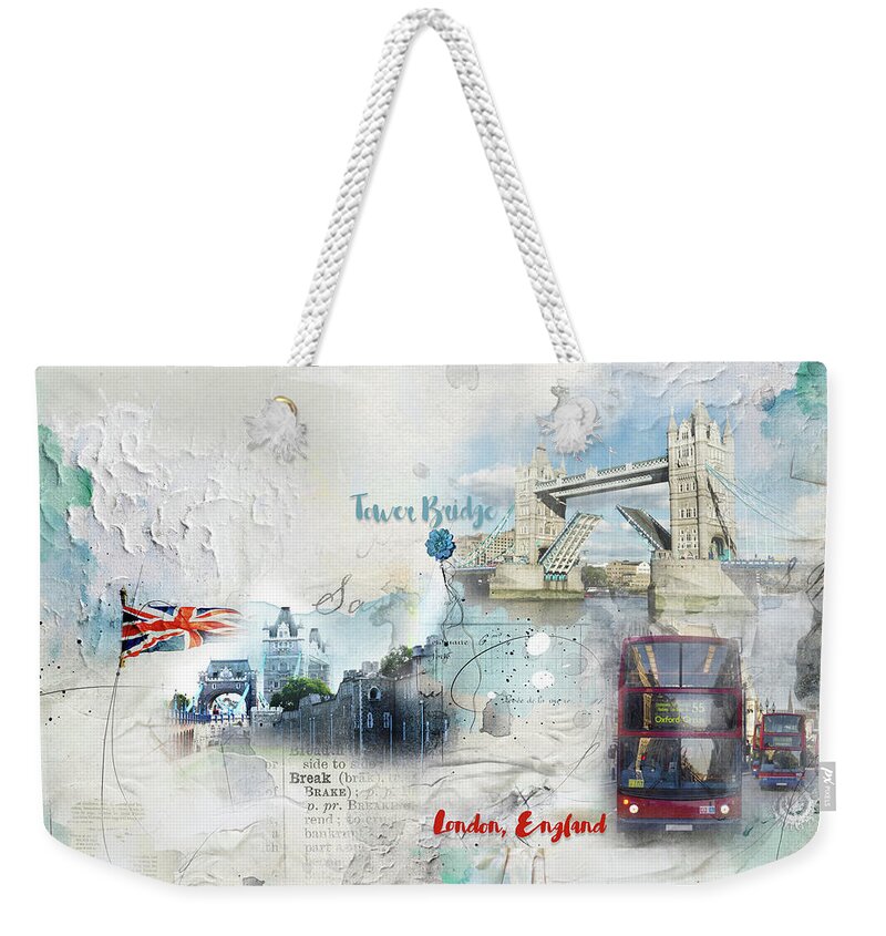 Londonart Weekender Tote Bag featuring the digital art Tower Bridge by Nicky Jameson