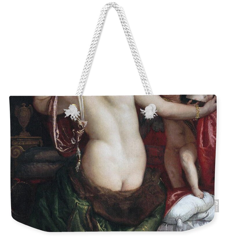Paolo Veronese Weekender Tote Bag featuring the painting Venus with a Mirror by Paolo Veronese