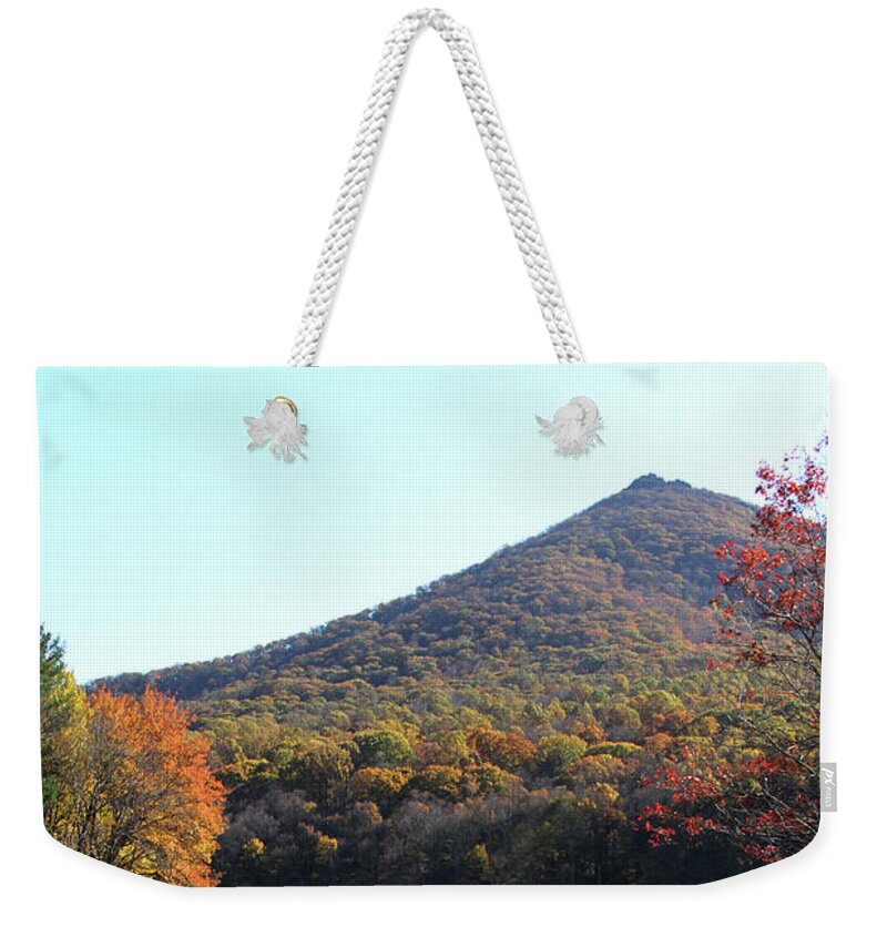 Lake Weekender Tote Bag featuring the photograph View of Abbott Lake and Sharp Top in autumn #2 by Emanuel Tanjala