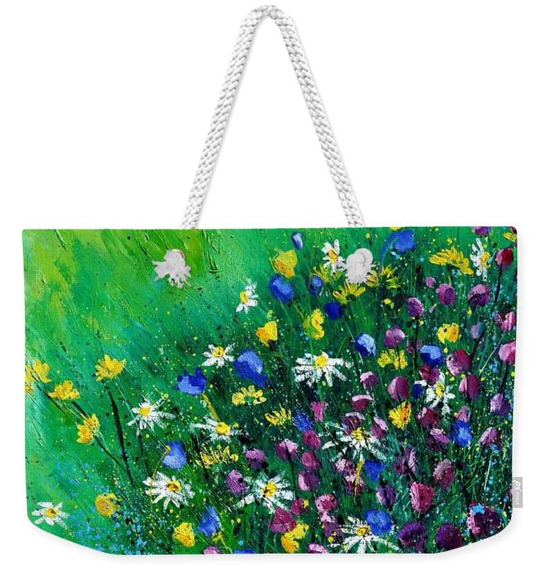 Flowers Weekender Tote Bag featuring the painting Wild Flowers #4 by Pol Ledent