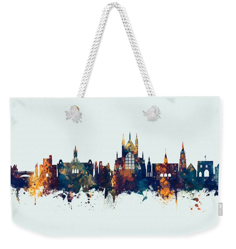 Winchester Weekender Tote Bag featuring the digital art Winchester England Skyline by Michael Tompsett