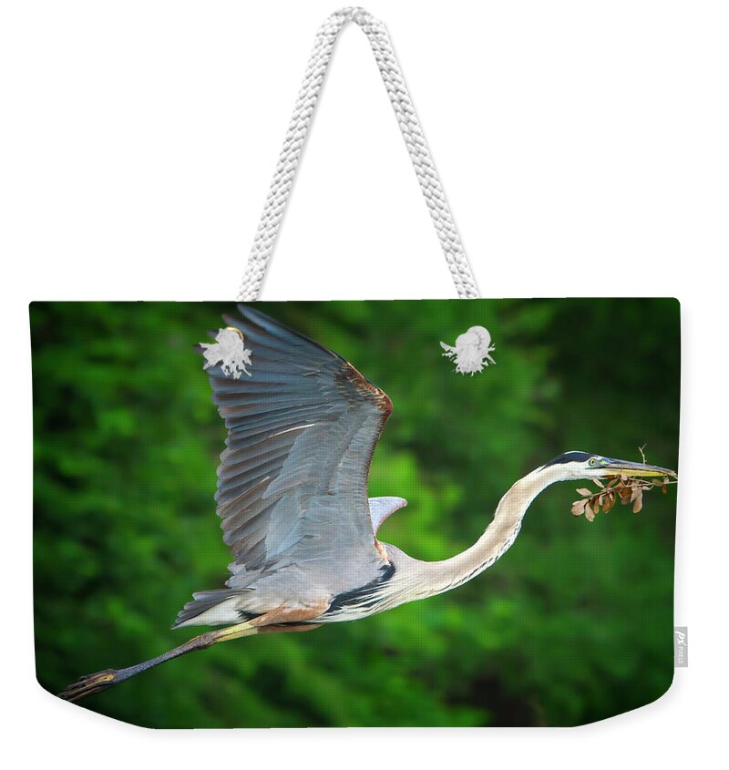 Great Blue Heron Weekender Tote Bag featuring the photograph Wings of Blue #2 by Mark Andrew Thomas