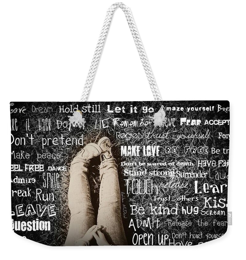Word Weekender Tote Bag featuring the photograph Word #2 by Jackie Russo