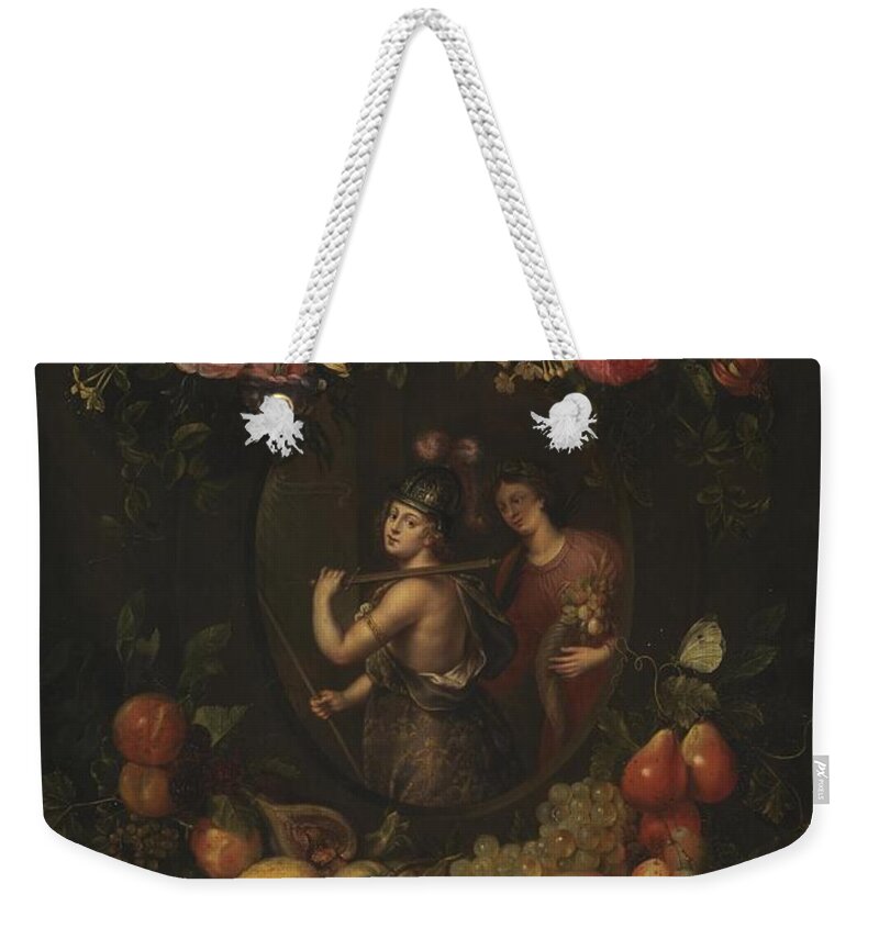 Wreath With Value And Abundance Weekender Tote Bag featuring the painting Wreath with value and Abundance #2 by MotionAge Designs