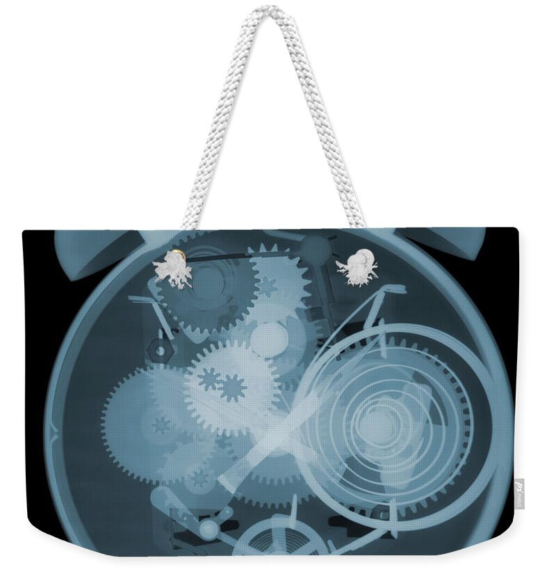 Science Weekender Tote Bag featuring the photograph X-ray Of An Alarm Clock #3 by Ted Kinsman