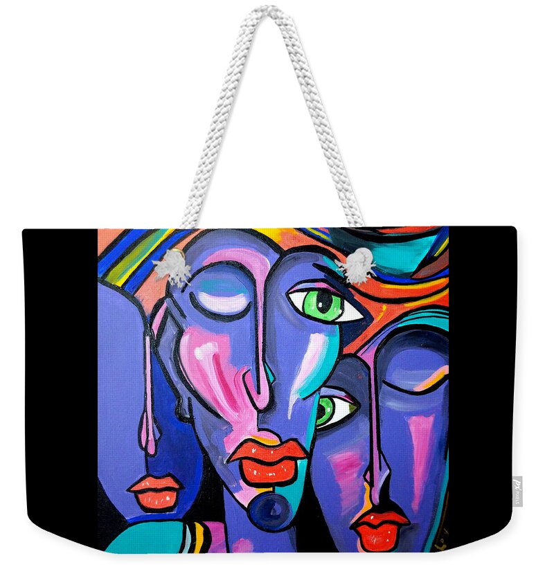 Picasso By Nora Weekender Tote Bag featuring the painting Sisters Picasso by Nora Shepley