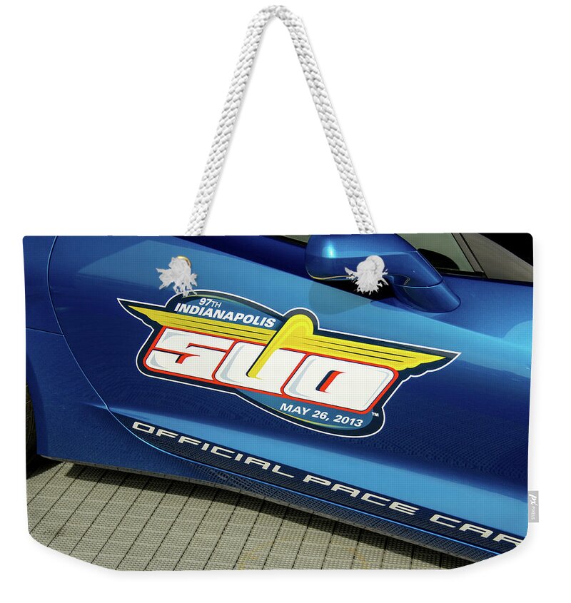 2013 Weekender Tote Bag featuring the photograph 2013 Indianapolis 500 Pace Car by Darrell Foster