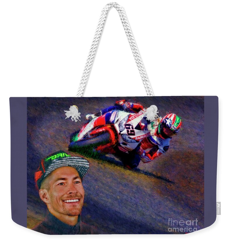  Weekender Tote Bag featuring the photograph 2016 FIM Superbike Nicky Hayden by Blake Richards