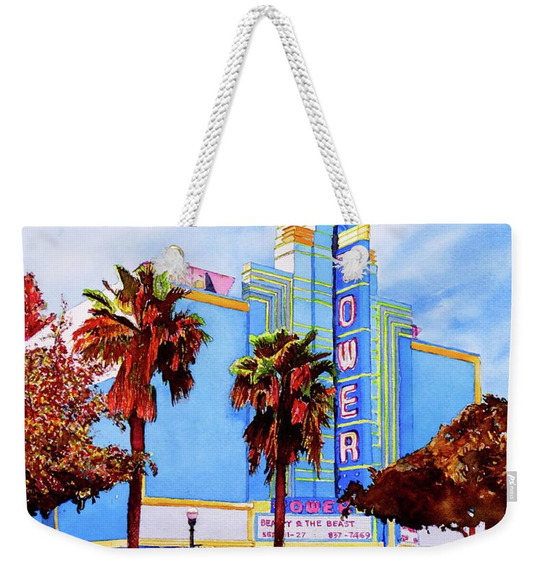 Roseville Ca Weekender Tote Bag featuring the painting #215 Tower Theater #215 by William Lum