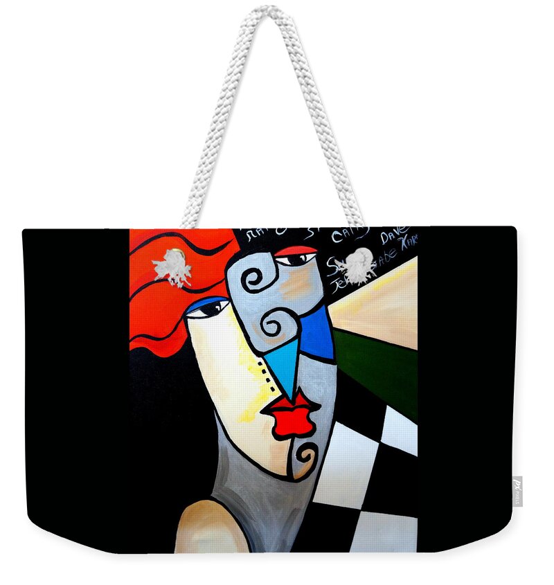 Picasso By Nora Weekender Tote Bag featuring the painting Checkers by Nora Shepley