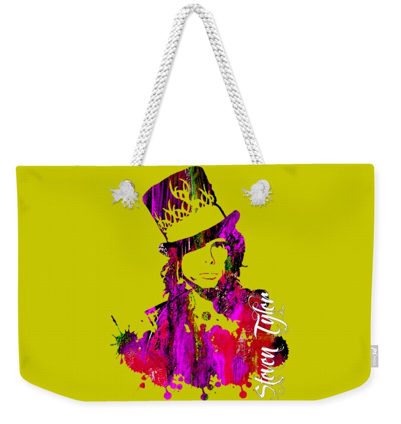 Steven Tyler Weekender Tote Bag featuring the mixed media Steven Tyler Collection #5 by Marvin Blaine