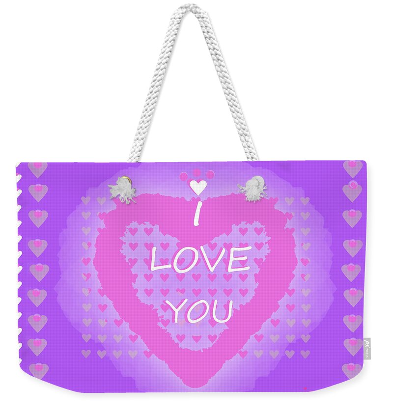 2634 I Love You Card 2018 V Weekender Tote Bag featuring the digital art 2634 i love you card 2018 V by Irmgard Schoendorf Welch