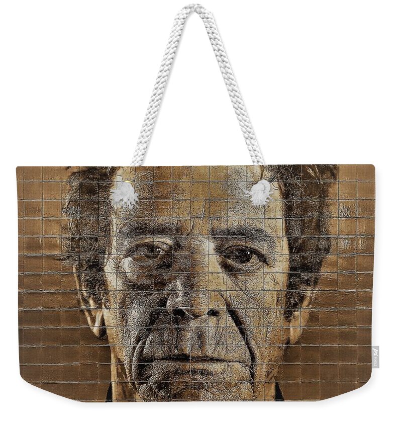 Art Weekender Tote Bag featuring the photograph 2nd Ave Subway Art Lou Reed Tan by Rob Hans