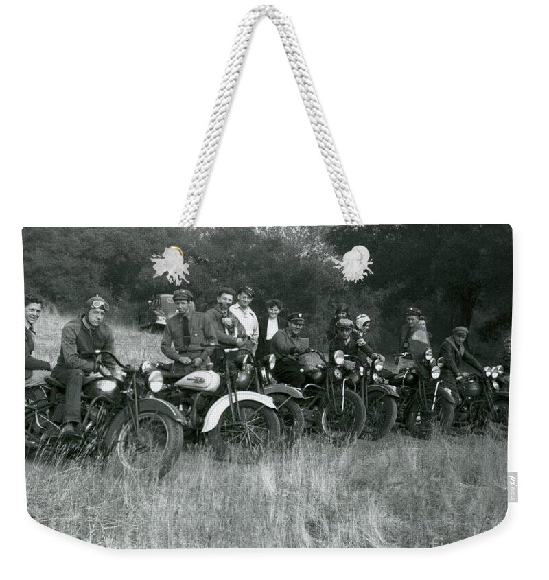 Motorcycles Weekender Tote Bag featuring the photograph 1941 Motorcycle Vintage Series #3 by Sherry Harradence