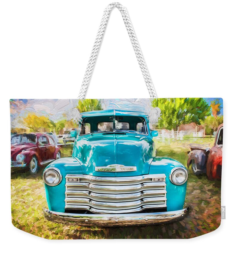1952 Truck Weekender Tote Bag featuring the photograph 1952 Chevrolet 3100 Series Pick Up Truck Painted #2 by Rich Franco