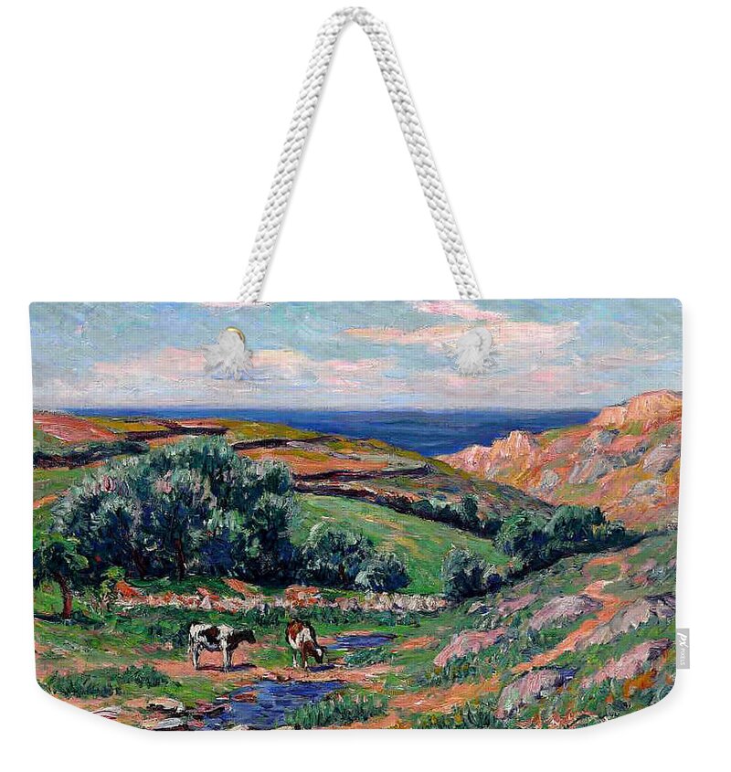 A Valley In Sadaine Weekender Tote Bag featuring the painting A Valley in Sadaine #3 by Henri Moret