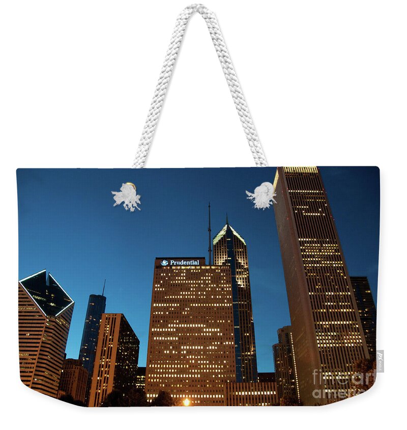 Amoco Building Weekender Tote Bag featuring the photograph A View from Millenium Park at Dusk by David Levin