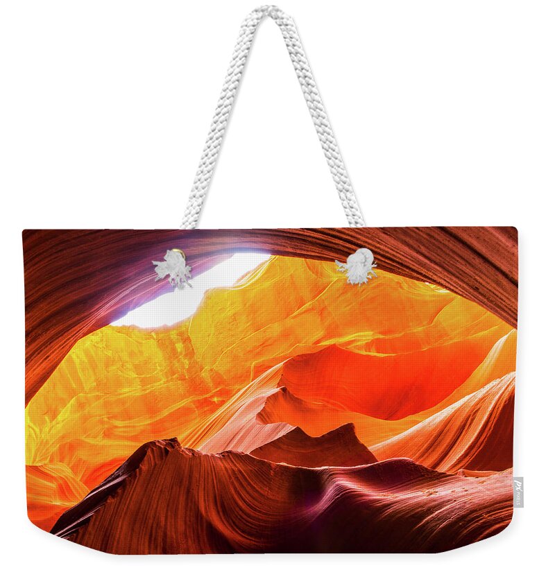 Landscape Weekender Tote Bag featuring the photograph Antelope canyon #3 by Hisao Mogi