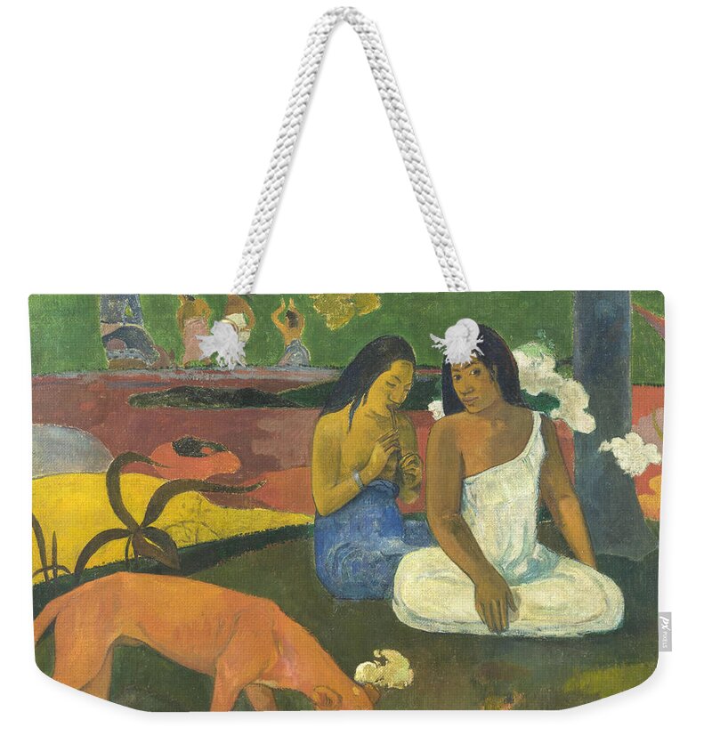 Paul Gauguin Weekender Tote Bag featuring the painting Arearea #5 by Paul Gauguin