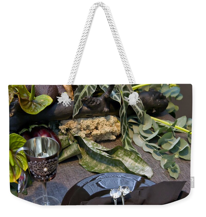 Christmas Weekender Tote Bag featuring the photograph Christmas table #3 by Ariadna De Raadt