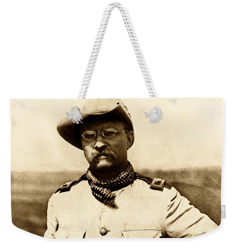 Theodore Roosevelt Weekender Tote Bag featuring the photograph Colonel Theodore Roosevelt by War Is Hell Store