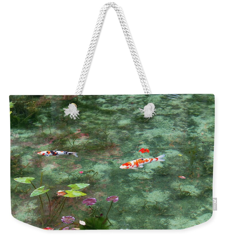 Colored Carp Weekender Tote Bag featuring the photograph Colored Carp at Monet's Pond #3 by Hisao Mogi