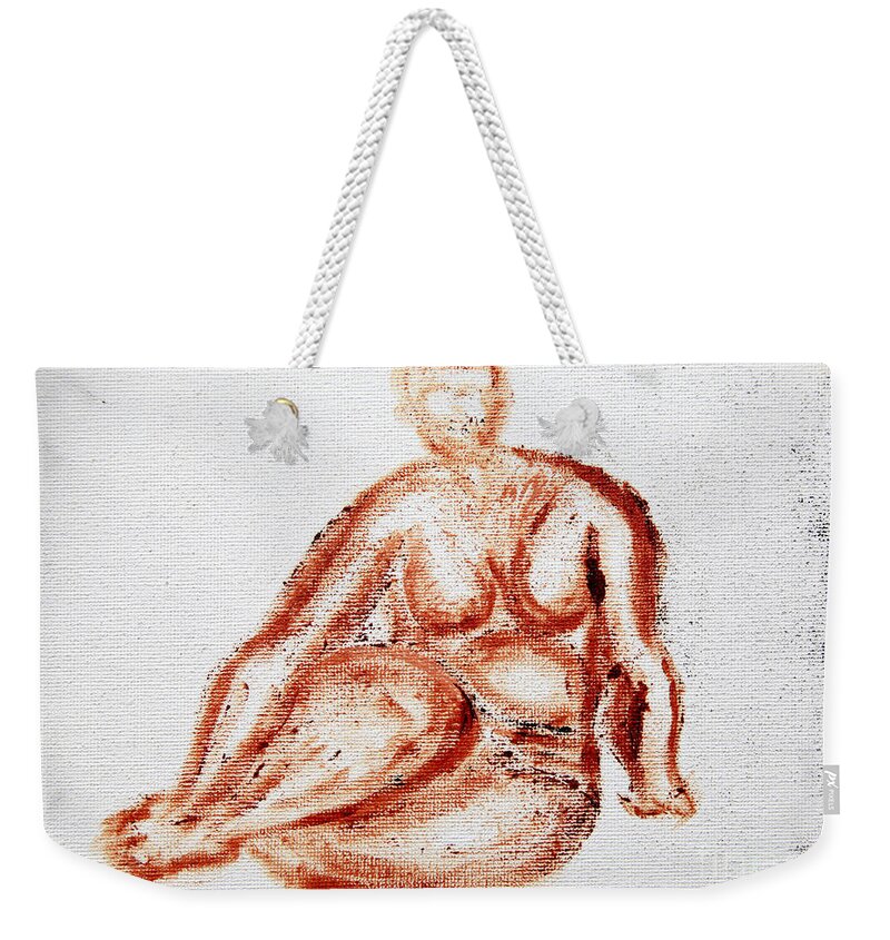 Fat Weekender Tote Bag featuring the photograph Fat nude woman #3 by Vladi Alon