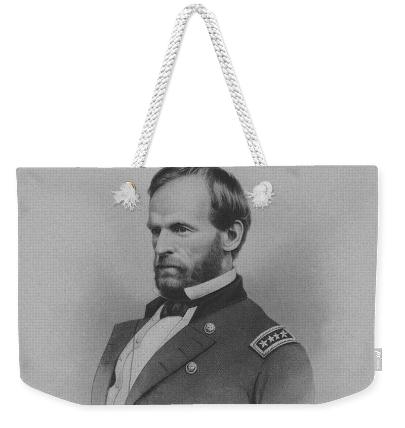 William Sherman Weekender Tote Bag featuring the mixed media General William Tecumseh Sherman by War Is Hell Store