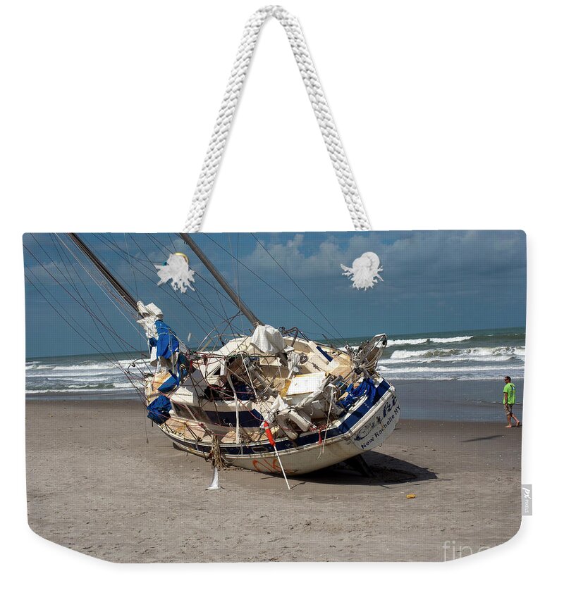 Boat Weekender Tote Bag featuring the photograph Ghost Ship Beached By Hurricane Irma #3 by Allan Hughes