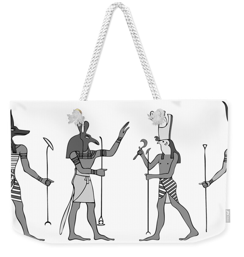 Mythology Weekender Tote Bag featuring the digital art Gods of ancient Egypt #3 by Michal Boubin
