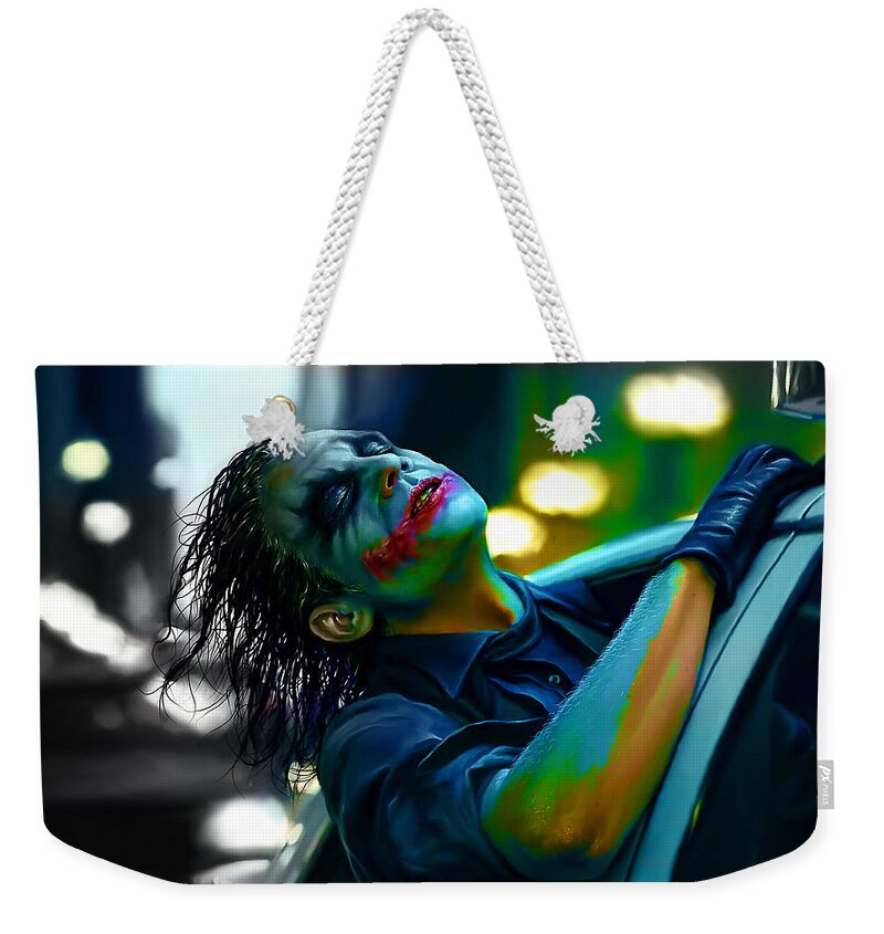 Joker Drawings Weekender Tote Bag featuring the mixed media Heath Ledger #4 by Marvin Blaine