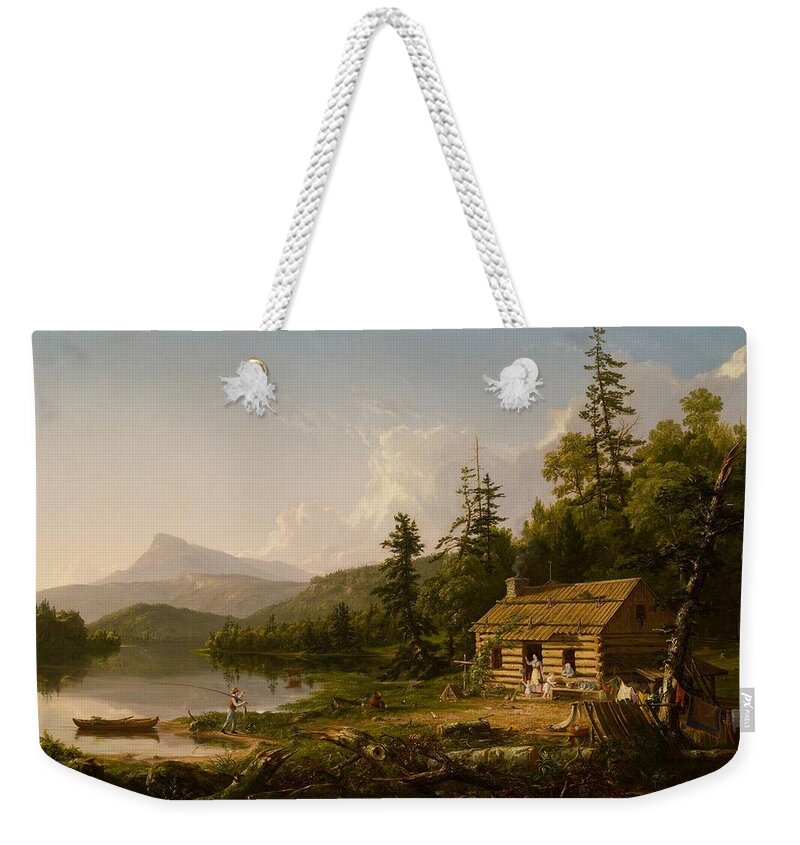 Home In The Woods Weekender Tote Bag featuring the painting Home in the Woods by Thomas Cole
