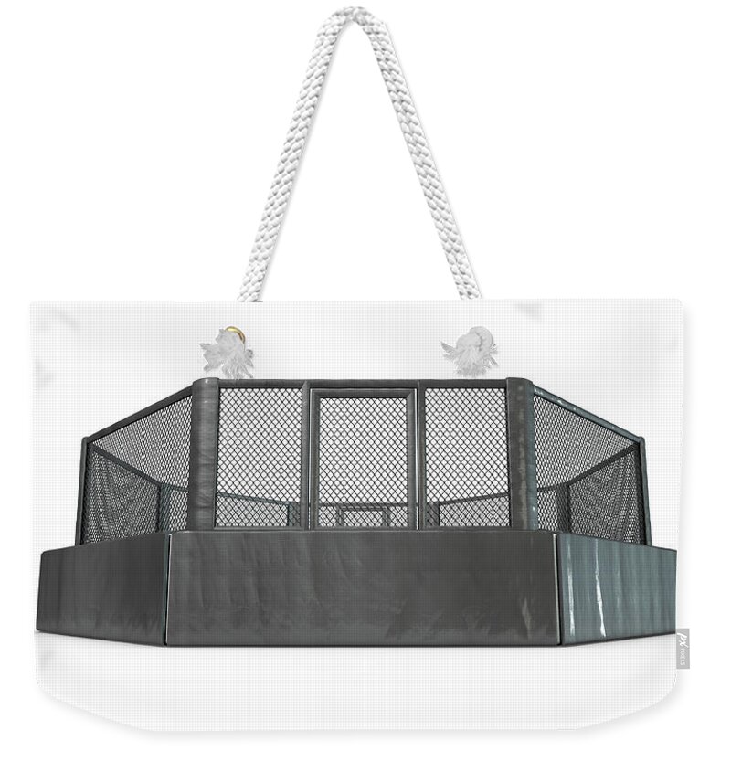 Fight Weekender Tote Bag featuring the digital art MMA Cage #3 by Allan Swart