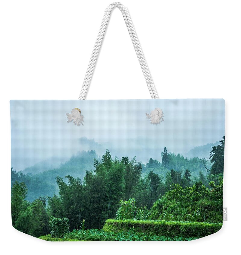 Scenery Weekender Tote Bag featuring the photograph Mountains scenery in the mist #3 by Carl Ning