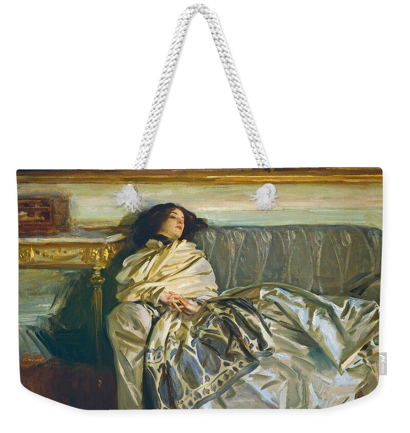 John Singer Sargent Weekender Tote Bag featuring the painting Nonchaloir. Repose #3 by John Singer Sargent